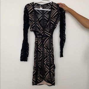 Windsor plunge neck cutout mini dress